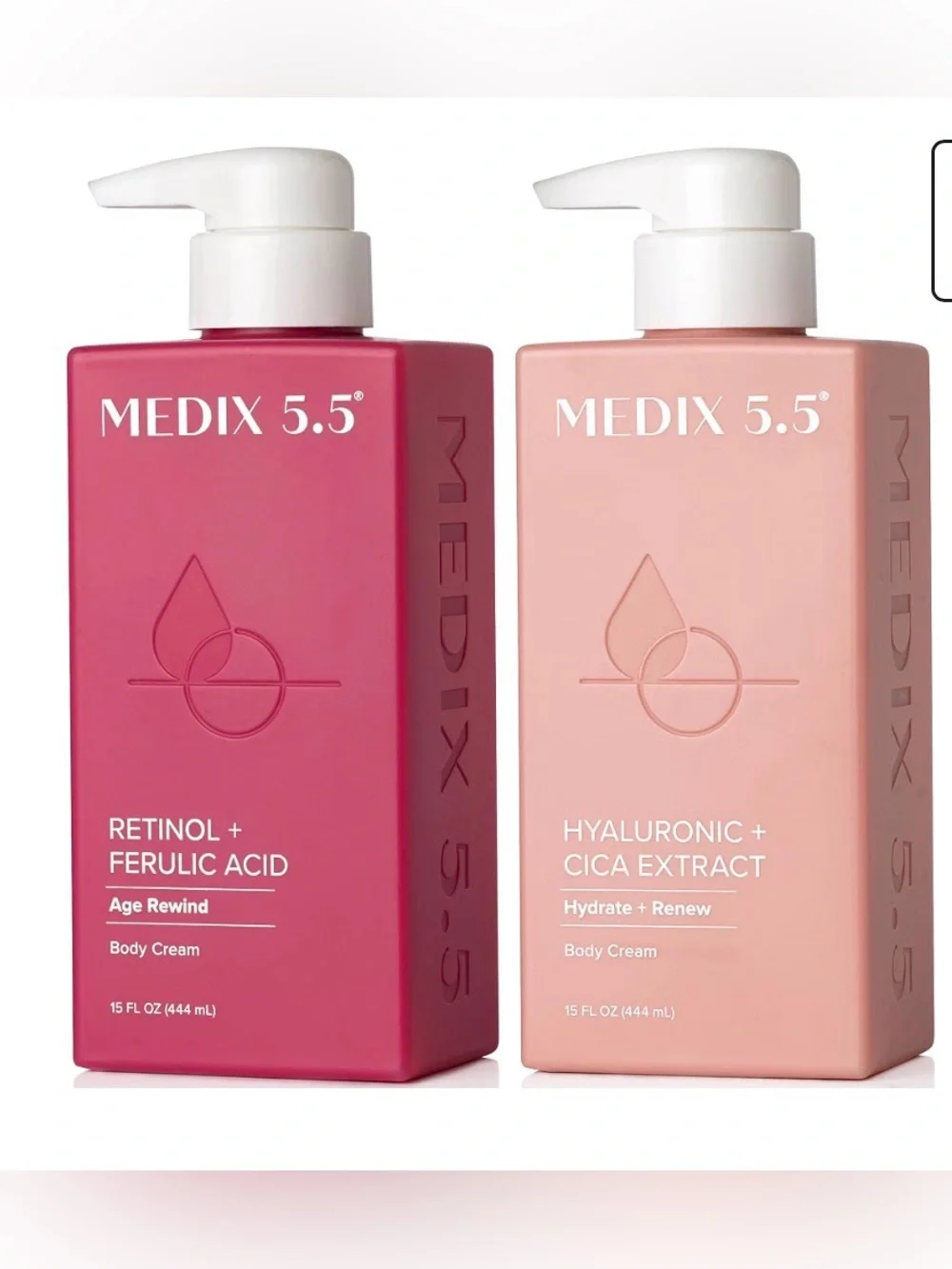 Medix 5.5 Hyaluronic + Cica & Retinol + Ferulic Body Cream Lot 2 large bottles